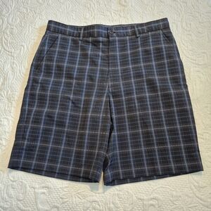 Lone Cypress men's 36 black plaid golf athletic shorts VGUC